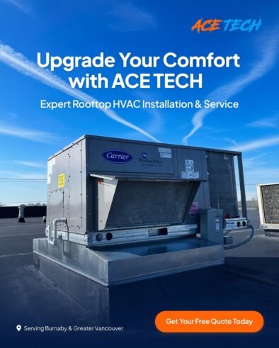 Carrier rooftop HVAC installation by AceTech - Metro Vancouver commercial
