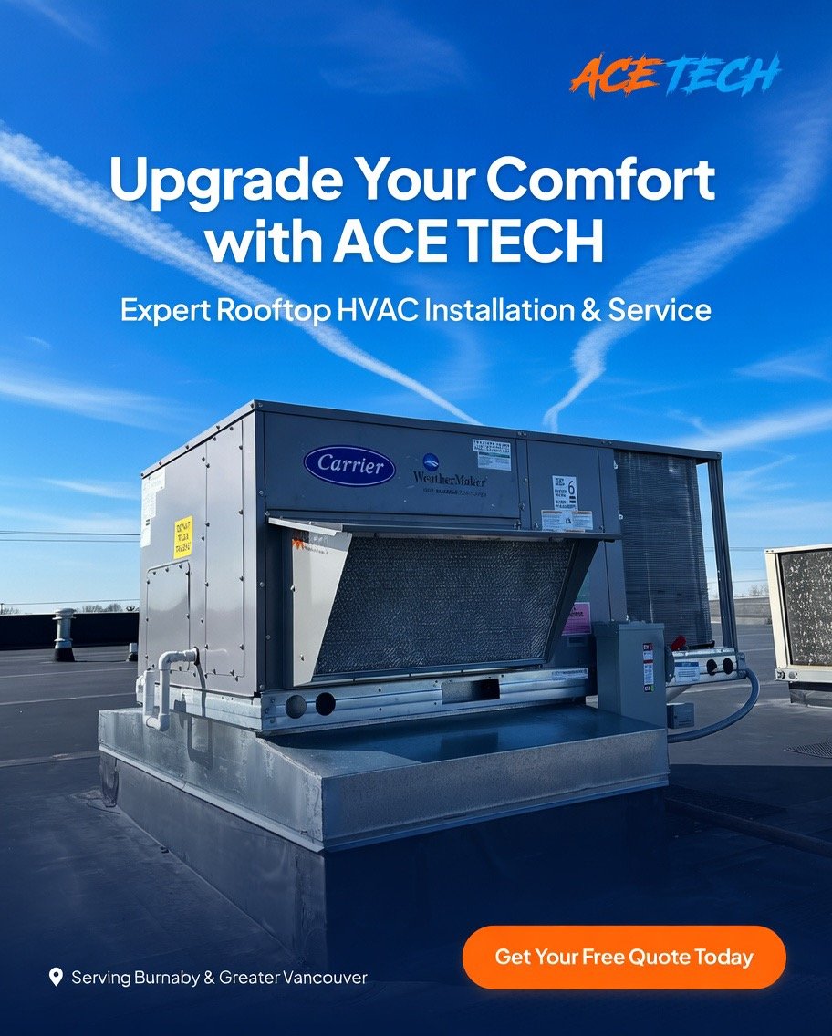 Carrier Rooftop HVAC Installation by AceTech - Commercial AC Metro Vancouver